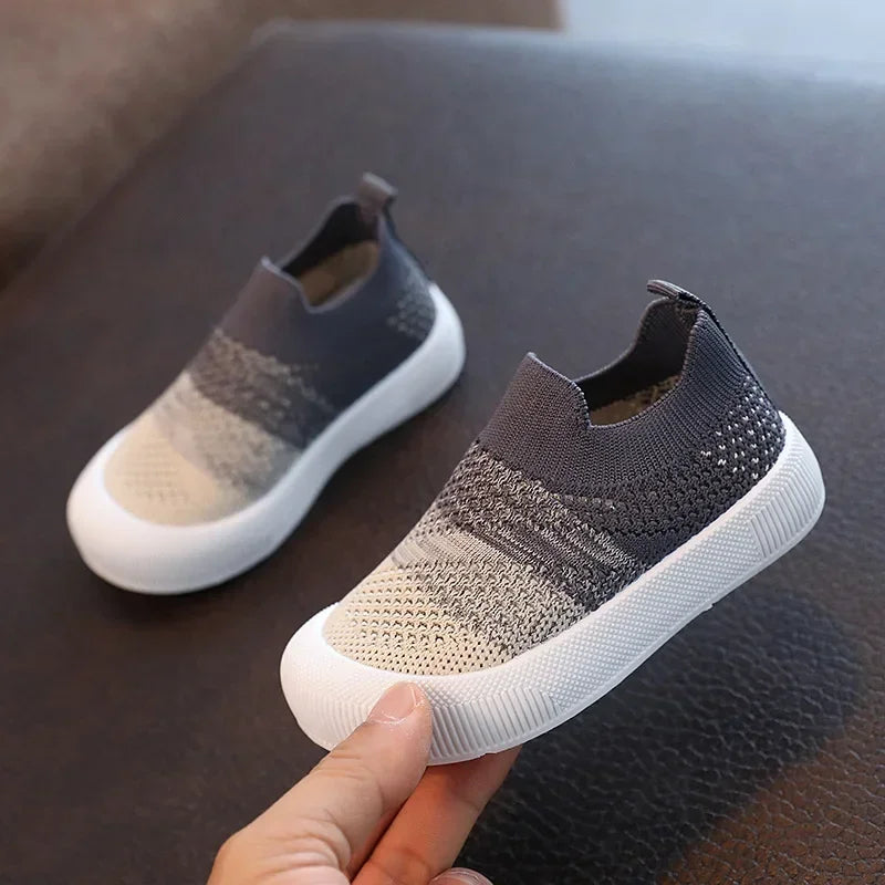 Children Shoes Spring Autumn Kids Sneakers Soft Breathable Mesh Boys Slip-on Shoes Patchwork Color Girls Shoes