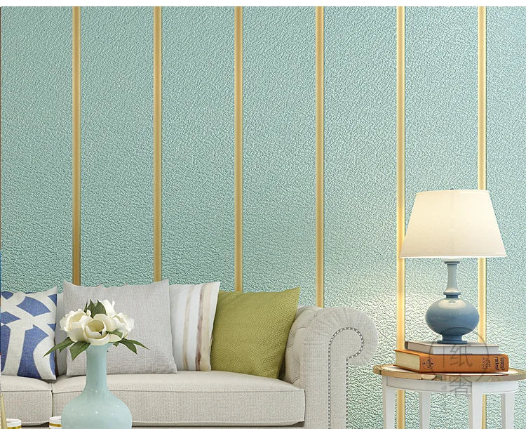 Hirschhaut Samt horizontal gestreifte Tapete Wohnzimmer Schlafzimmer gestreifte Film- und Fernsehwand 3D-Relief verdickte Tapete