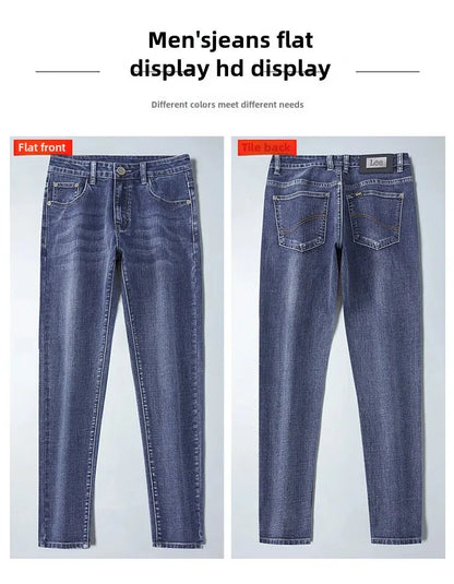 Lee Dex Jeans Men's Autumn/winter New Loose-fit Straight-leg Versatile Mid-age Men's Wear Business Casual Long Pants.