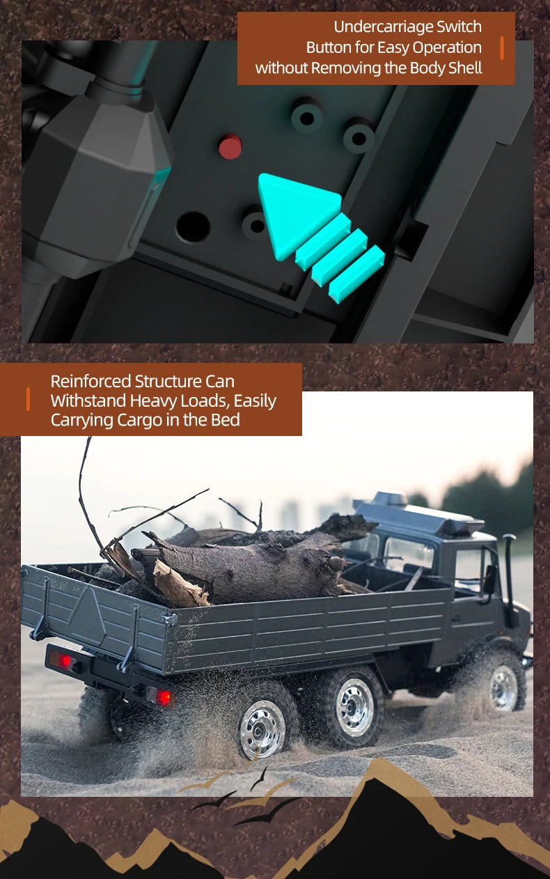 C8823 6WD RC Car 1/18 Off-road Remote Control Vehicle 2.4G High Speed Climbing Transport Rescue Crawler Model Toys for Children