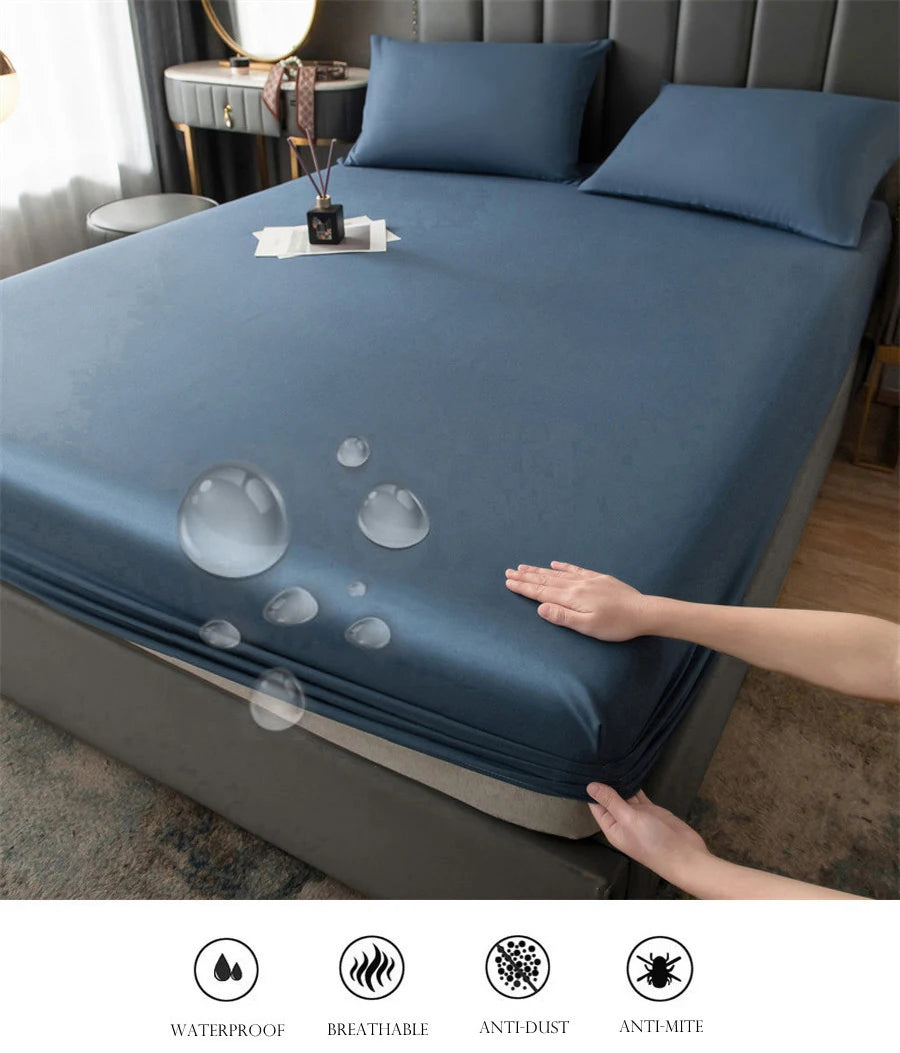 WOSTAR Waterproof mattress protector cover single double bed twin full queen king size elastic fitted sheet style protection pad.