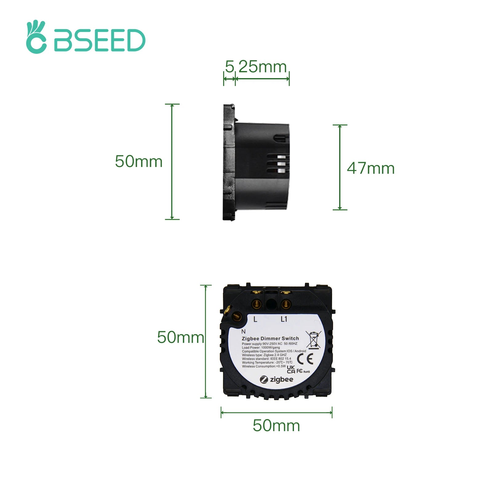 Bseed EU Standard Zigbee Lichtschalter Teile 1/2/3Gang Dimmer Vorhang Modul DIY Teil Tuya Smart Life Control Neutral Erforderlich.