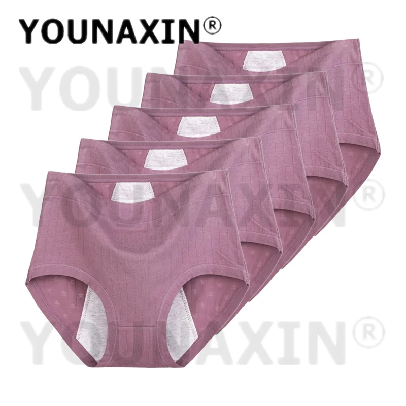 5 Pieces Women Menstrual Period Underwear Big Size Briefs Lingerie Undies Cotton Large High Waist Panties XL 2XL 3XL 4XL 5XL 6XL.