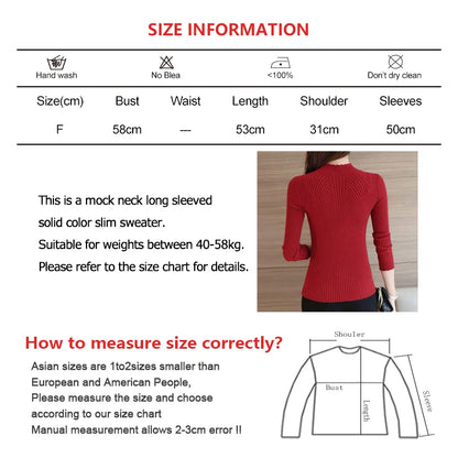 Frauen Mock Neck Rüschen Pullover Langarm Gestrickte Bodenbildung Solide Pullover Frauen Casual Streifen Pullover Herbst Winter 2023