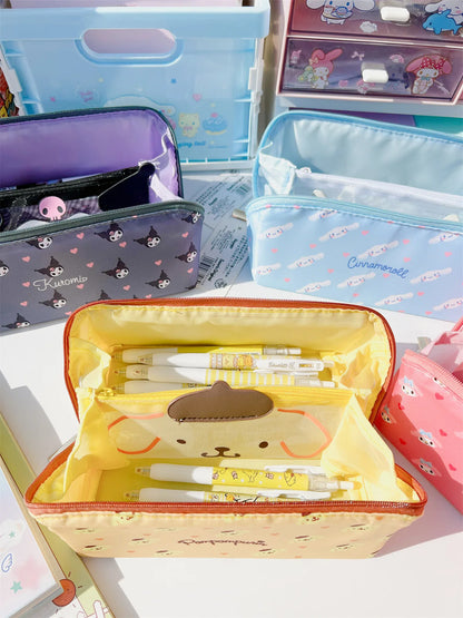 Sanrio Cinnamoroll Federmäppchen mit großem Fassungsvermögen, Hello Kitty Kuromi Melody, Kosmetiktaschen, Schreibwarentasche, Stiftbox, Schulbedarf.