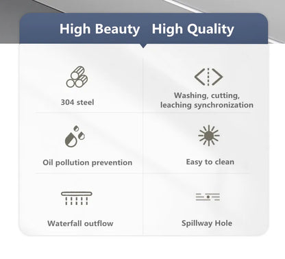 Wasserfall-Küchenspüle, Einzelschüssel, Küchenspülen, goldfarbenes Barspülbecken aus Edelstahl 304, mit Pull-Wasserhahn, Nano-Waschbecken für zu Hause ﻿