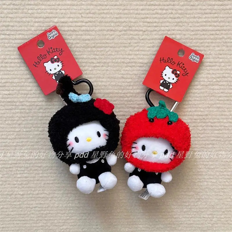 Cartoon and Anime Plush Fruits and Vegetables Series Cute Kittys Cat Plushes Keychain Pendants Girls' Backpack Accessories.