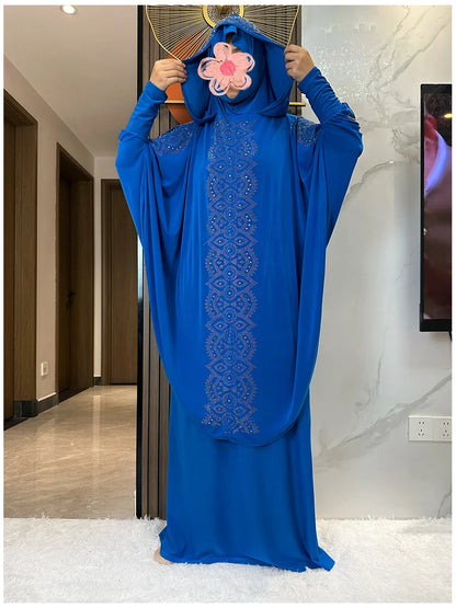 Two Piece Set Dress  Hijab Long Khimar Skirt Sets Islamic Niqab jilbab Women Eid Morocco Muslim Abaya Set Women Prayer Garment