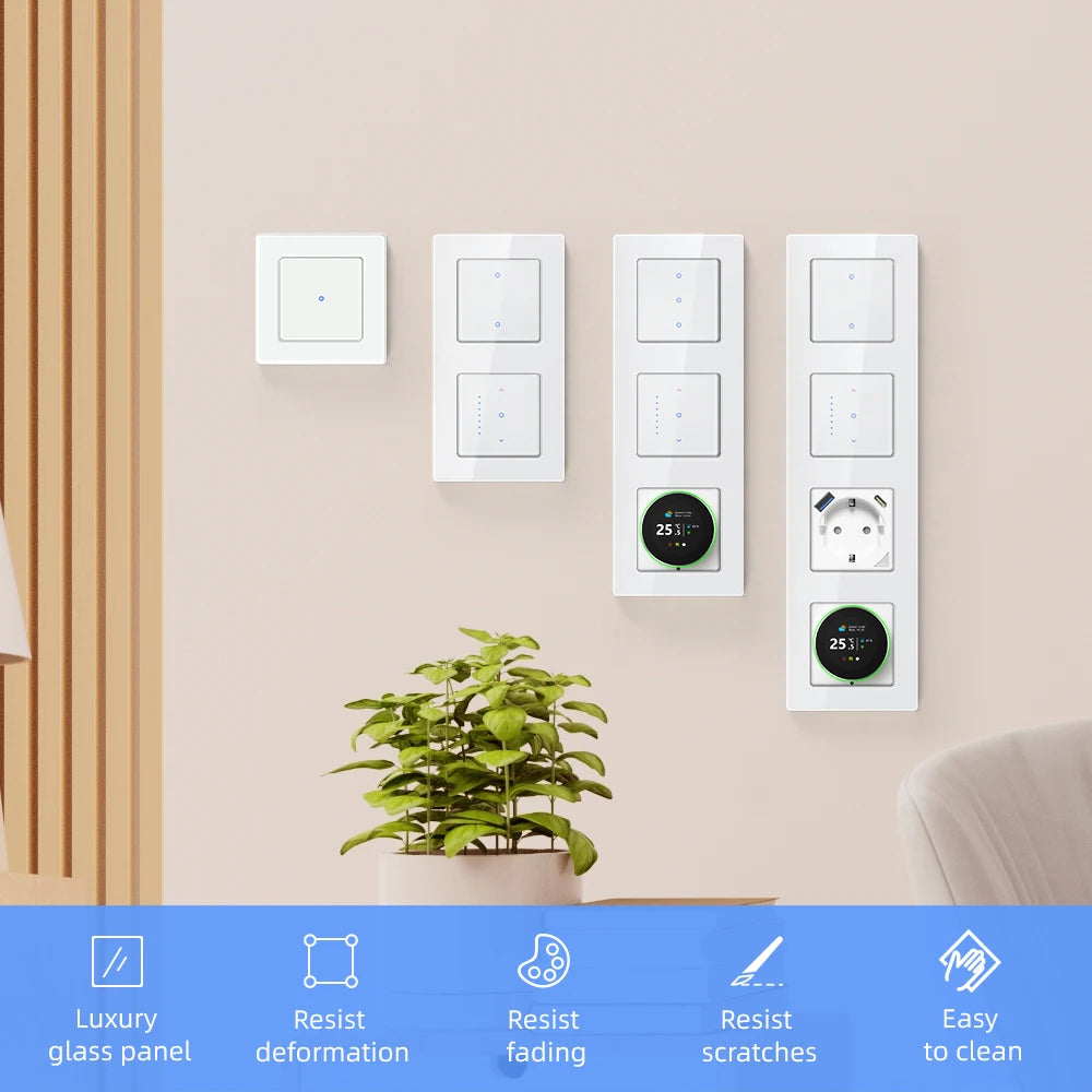 AVATTO Tuya WiFi Smart Lichtschalter/Vorhangschalter, Multi-Frame-Kombinationslichter und Vorhangschalter unterstützen Alexa Google Home.