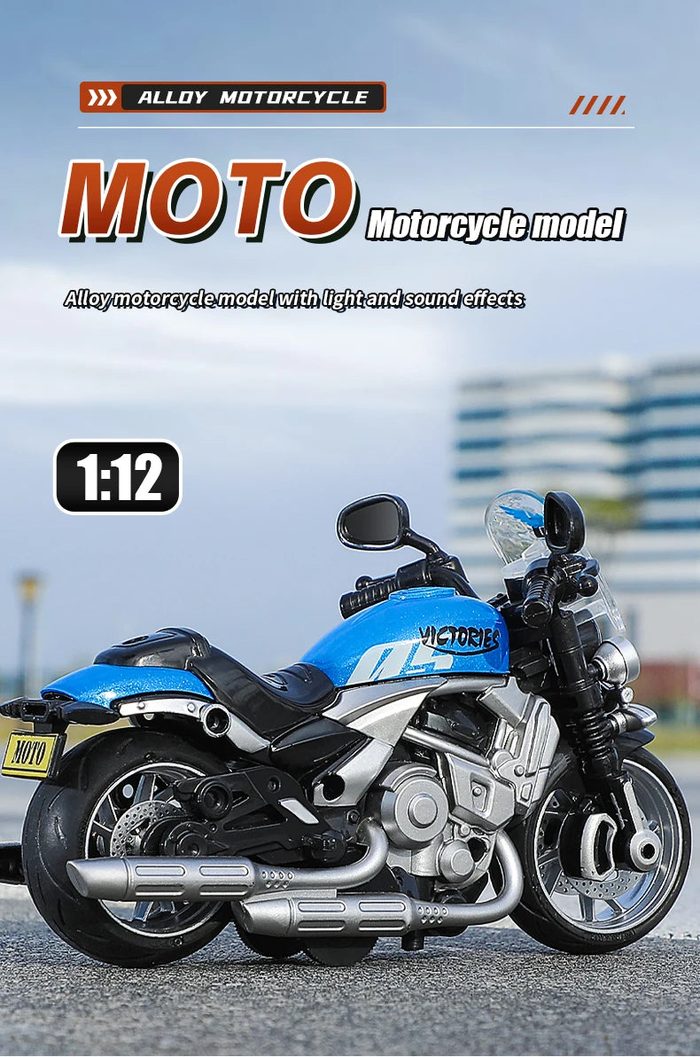 1:12 Sound Light Motorcycle Alloy+Plastic Moto Car Model Diecast Play Vehicles Decoration Collection Boy Toys For Children Gift.