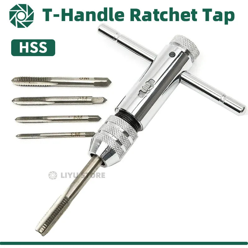 LIYU Einstellbare T Griff Ratsche Gewindebohrer Reibahle Hand Manuelle Schraubenschlüssel M3 M4 M5 M6 M8 Metrische Maschine Schraube Gewinde Stecker Werkzeug