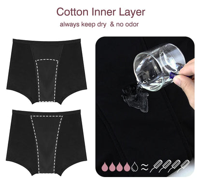 Bamboo Fiber Period Underwear for Women Anti-Leakage Breathable 4-Layer Reusable Menstrual Panties for Daily Use Sports.