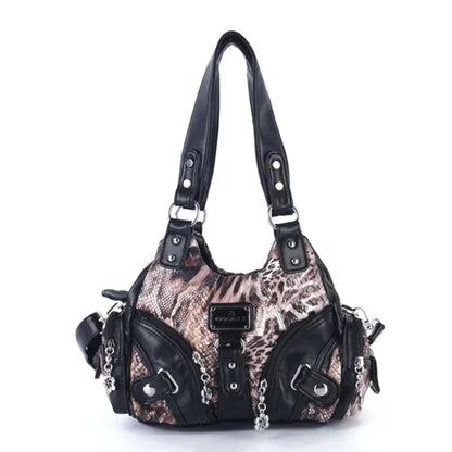 Women Handbags Soft Tote Bag Small Top-handle Fashion Satchel Multi-Pockets Leopard Shoulder Bag Hobos Phone Pack.