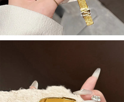 GEDI Gold Stainless Steel Quartz Watch Square Woman High-End Vintage Light Luxury Elegant Women's Wristwatches Gift.