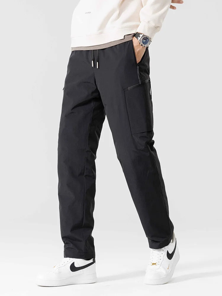 Winter Down Pants Men 90% White Duck Down Padded Warm Pants Outdoor Waterproof Windproof Casual Straight Thermal Puffer Trousers.