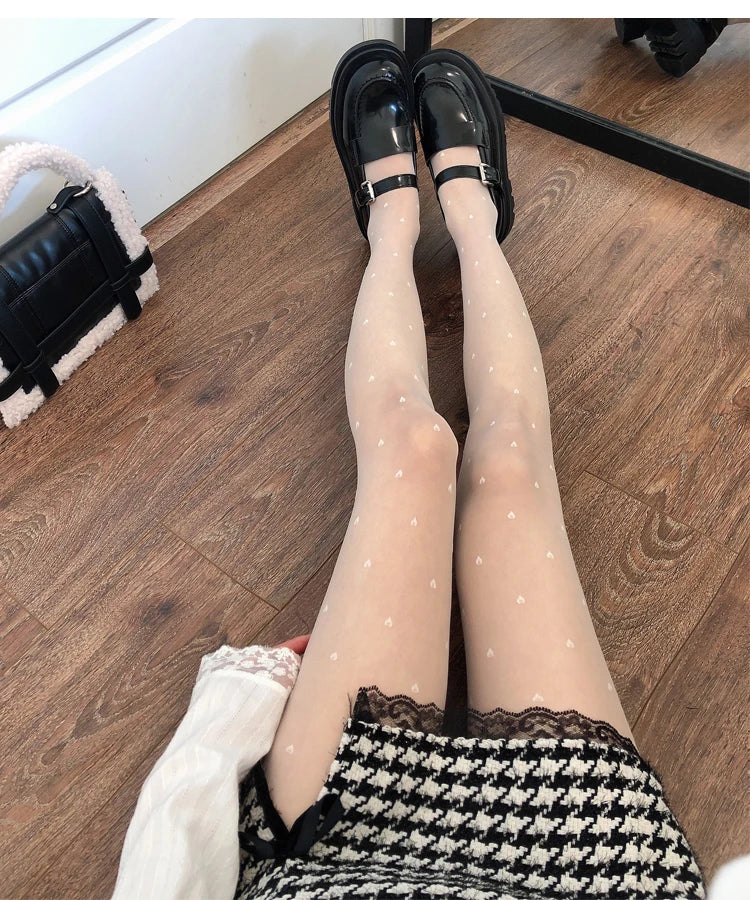 Sexy Women Pantyhose Tights Seamless Sexy Lace Mesh Fishnet Pantyhose Summer Nylon Polka Dot Print Tight Stocking Female Hosiery.