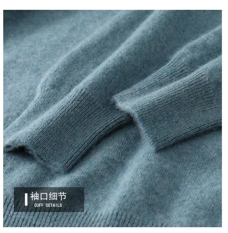 2025 Autumn Winter New Men's Wool Sweater Solid Color V-Neck Pullover Sweater Casual Loose Business Knit Plus Size Base Sweaters