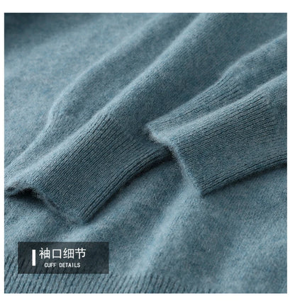 2025 Autumn Winter New Men's Wool Sweater Solid Color V-Neck Pullover Sweater Casual Loose Business Knit Plus Size Base Sweaters