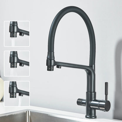Kitchen Faucet Filtered Water Dual Spout Purification Feature Kitchen Tap 360 Rotation Water Crane For Kitchen