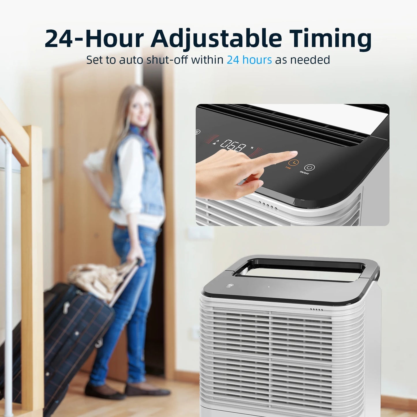 Dehumidifier for Bedroom 16 L/day, Ultra-quiet Electric Intelligent Central Control, Auto Mode, Moisture Display, 24h Timer Home.