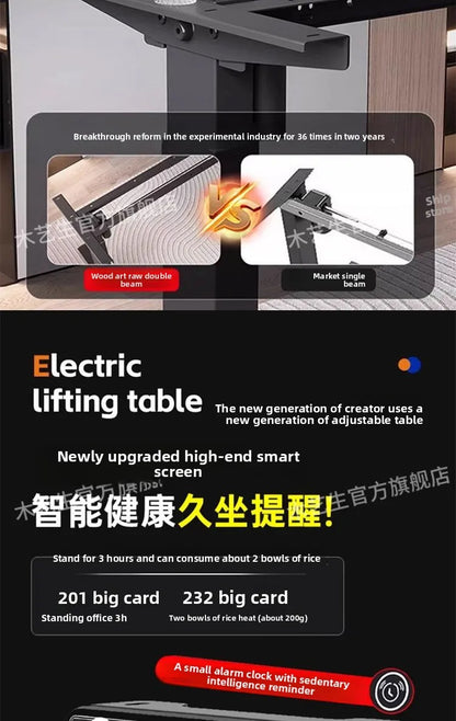 Elektrischer höhenverstellbarer intelligenter Stehschreibtisch, Computer-Workstation, Heimbüro, Gaming-Tisch, Arbeitszimmer, Schreibtisch, Desktop-Computer