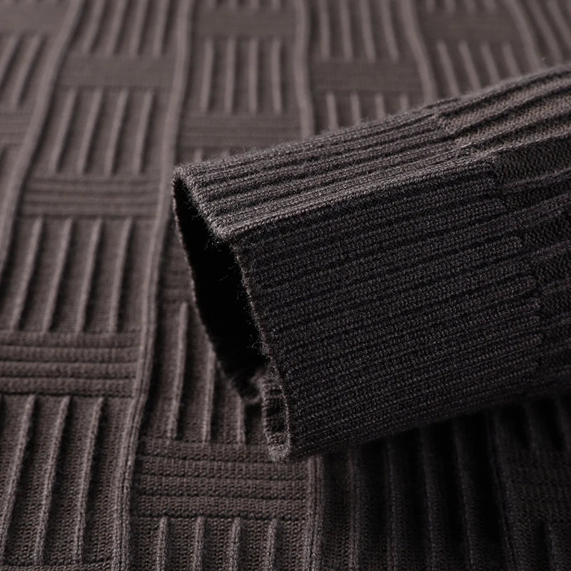 Luxury high-quality round neck exquisite plaid knitted sweater men's autumn and winter new casual warm comfortable pullover.