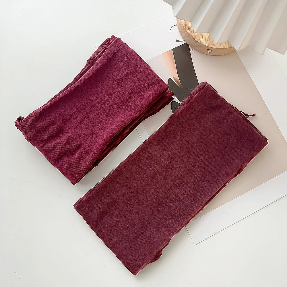 1/2Pcs Sexy Wine Red Stocking Women Girl Burgundy Thin Thick Elastic Tight Vintage Anti-Hooker Comfortable Pantyhose Accessory