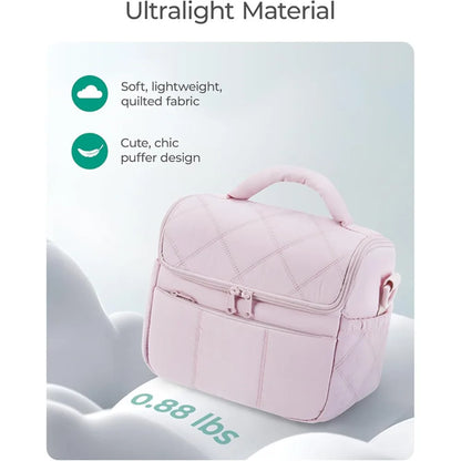 2025 New High Quality Double Deck Cooler Lunch Bag Leakproof Insulated Lunch Box Reusable Durable Puffer Tote for Work School.