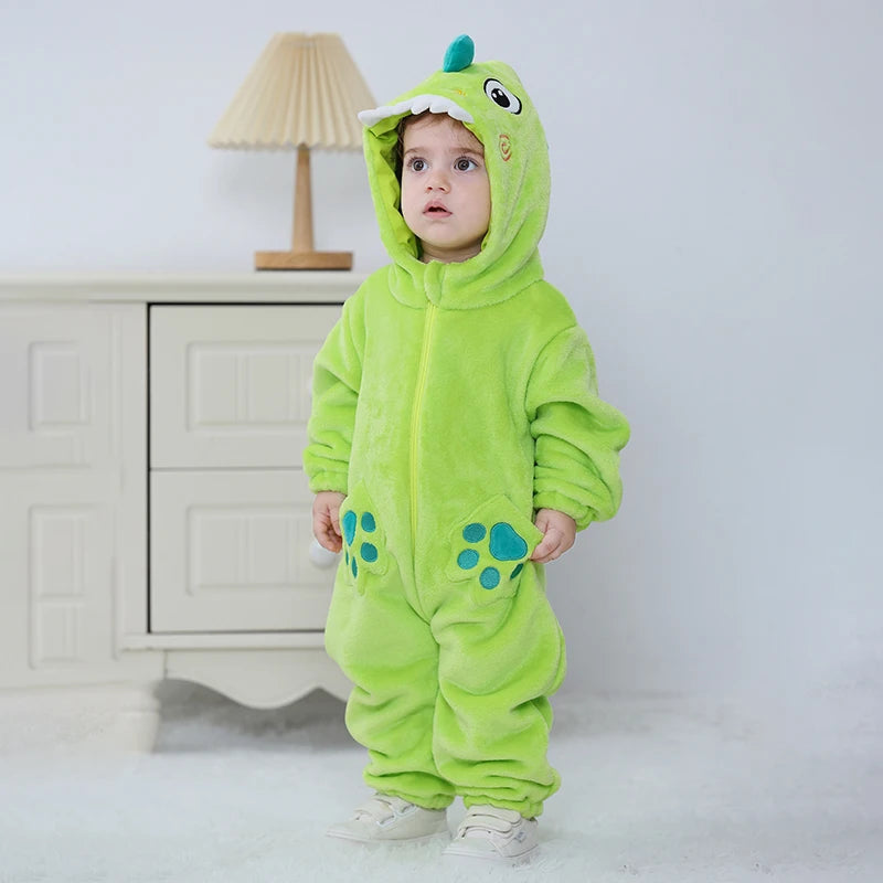 Sully Kigurumis Baby Mädchen Kleidung Stram pler Winter weich warm Säugling Jungen Bodysuit Cosplay Pika Kapuze Reiß verschluss Overalls.