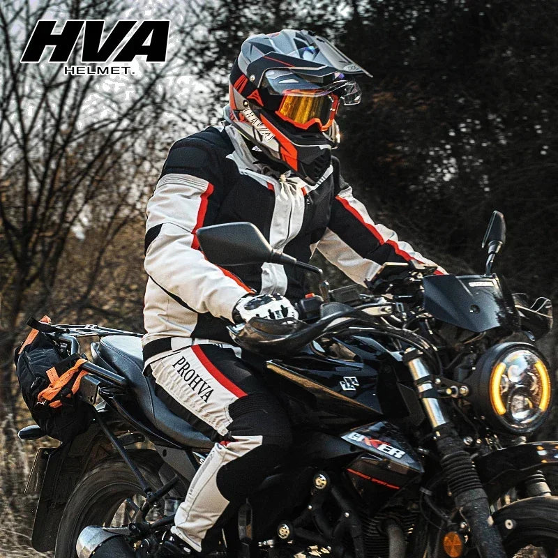 HVA Waterproof Motorcycle Jacket Men's Racing Suit Removable Liner Warm Autumn and Winter Motorcycle Jacket Suit Anti-fall Suit.