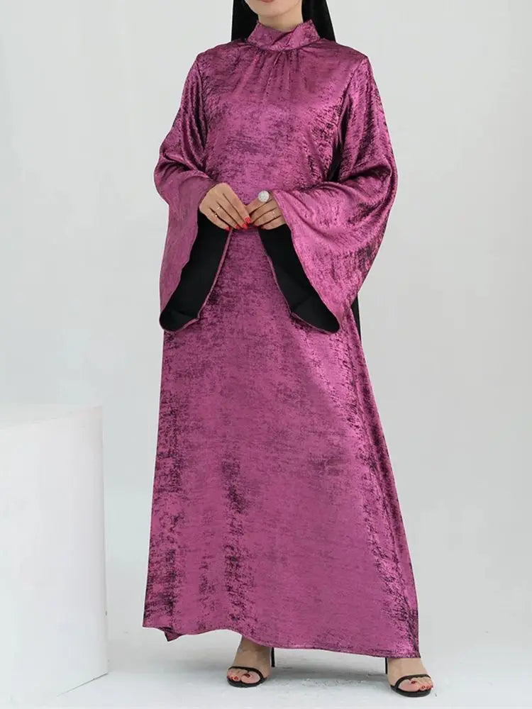 Ramadan Satin Shimmer Abaya Damen Dubai Luxury Islam Muslim Kaftan Dresses Kebaya Abayas For Women Robe Musulmane Femme Vestidos