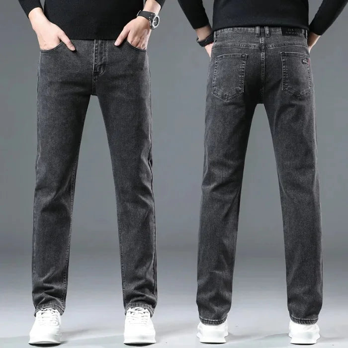 Slim Fit Casual Men's Jeans Youth Straight Leg Regular Business Elastic Long Trousers Autumn New Arrival from Mainland China