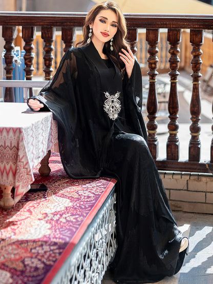 Luxury Dubai Abaya Embroidered Black Jacquard Tassel Robe Women Muslim Dress Kaftan Kimono Kebaya Marocain Femme Caftan Jalabiya.