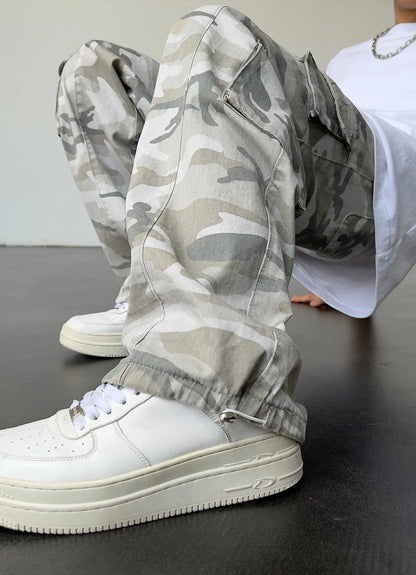Vintage Amerikanischen Stil Camouflage Hosen männer Lose Gerade Bein Cargo Hosen Casual Hosen Hip Hop Streetwear Waschen.
