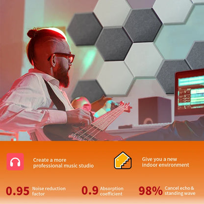 TOUO Acoustic Panels 6-18pc Noise Treatment Insulation Soundproofing Home Studio High Density Soundproof Wall Decor Bedroom