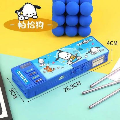 Kuromi Melody Multifunktionales automatisches Stiftetui mit Zahlenschloss, Stifttasche, großes Fassungsvermögen, Schreibwarenbox, Desktop-Aufbewahrung.