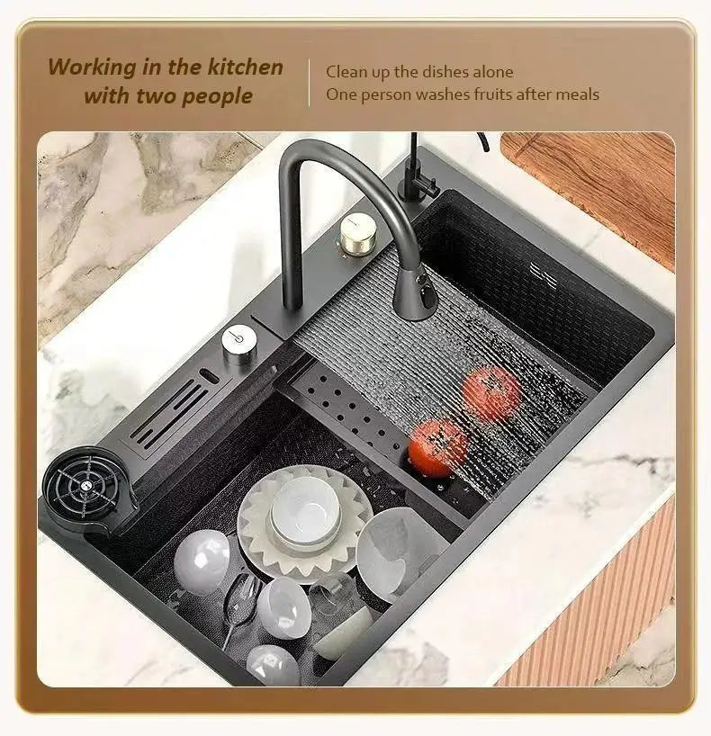High-end stainless steel Kitchen Sink Matte Square Kitchen Accessories Large Single Sink Wash Basin With Faucet