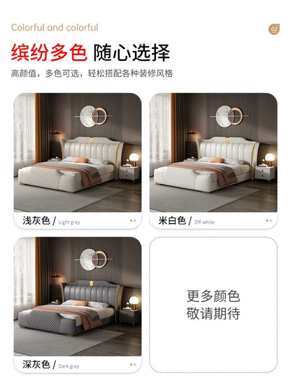 Luxuriöses Doppelbett mit Rahmen, 200 x 200 cm, King-Size-Bett, beleuchtet, 180 x 200, Queen-Size-Bett, luxuriöses, modernes, voll beleuchtetes 2-Personen-Schlafzimmer-Wohnmöbel