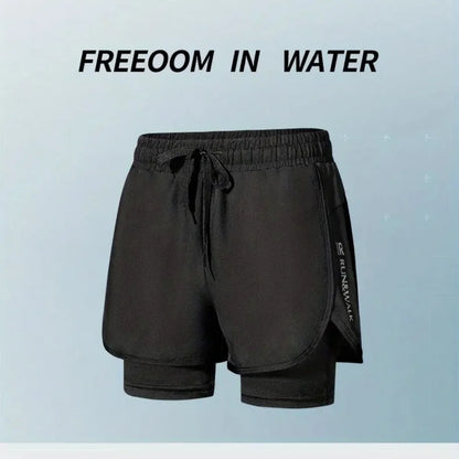 Herren-Aloe-Hosen, sportliche Shorts, zweilagige Badehose: schnell trocknend, stilvoll und bequem für Strand, Pool und heiße Quellen