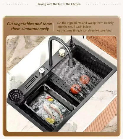 High-end stainless steel Kitchen Sink Matte Square Kitchen Accessories Large Single Sink Wash Basin With Faucet