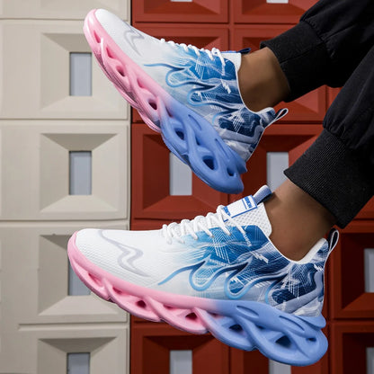 YRZL Unisex Running Shoes Men Women Lightweight Mesh Breathable Comfortable Flat Soft Tennis Shoes Summer Lace-up Sneakers Man