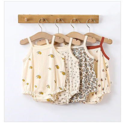 0-24m Neugeborenes Kind Baby Stram pler Mädchen Jungen Sommerkleid ung ärmel los schulter frei Overall niedlichen süßen Bodysuit Outfit