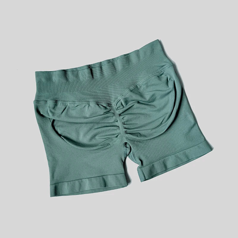 2025 Seamless Yoga Shorts Women Fitness Sports Biker 4.5" Low Ribbed Band Gym Shorts Workout Scrunch Butt Impact Leggings.