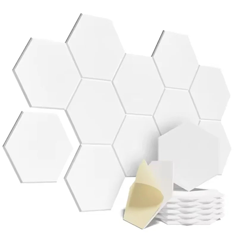 12 Pack HexagonalSelf-adhesive Acoustic Panels Sound Proof Foam Panels Y-Lined Design to Absorb Noise Eliminate Echoes Black