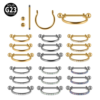 1PC ASTM F136 Titanium Ear Daith Rook Lobe Barbell Micro Zircon Hoop Earring Gold Plated Cartilage Piercing Jewelry.
