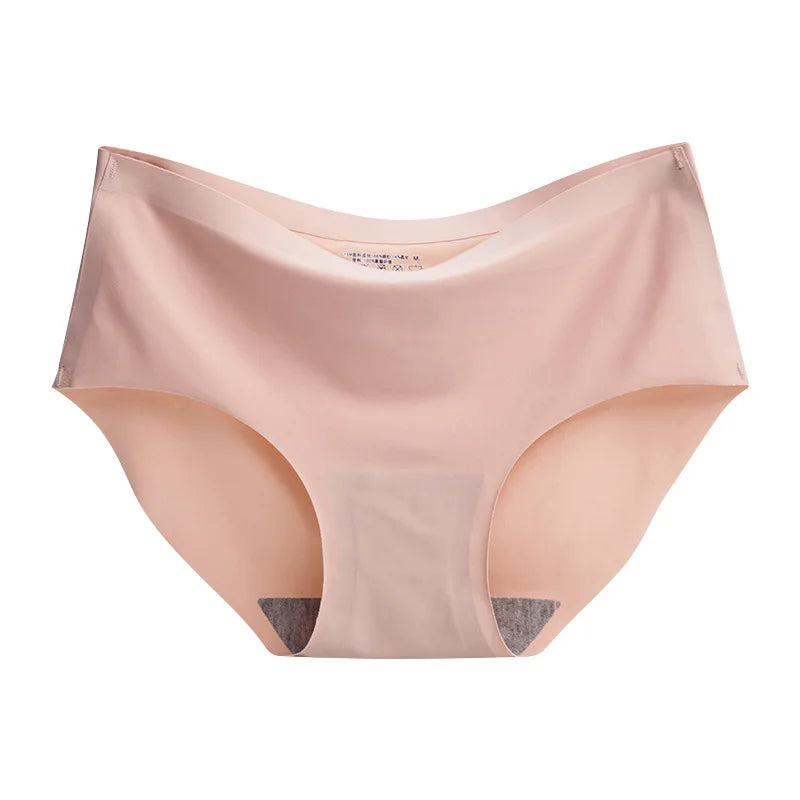 4PCS/Set Plus Size Women's Panties Solid Seamless Underwear Comfortable Breathable Ice Silk Sexy Lingerie Intimates Underpants.