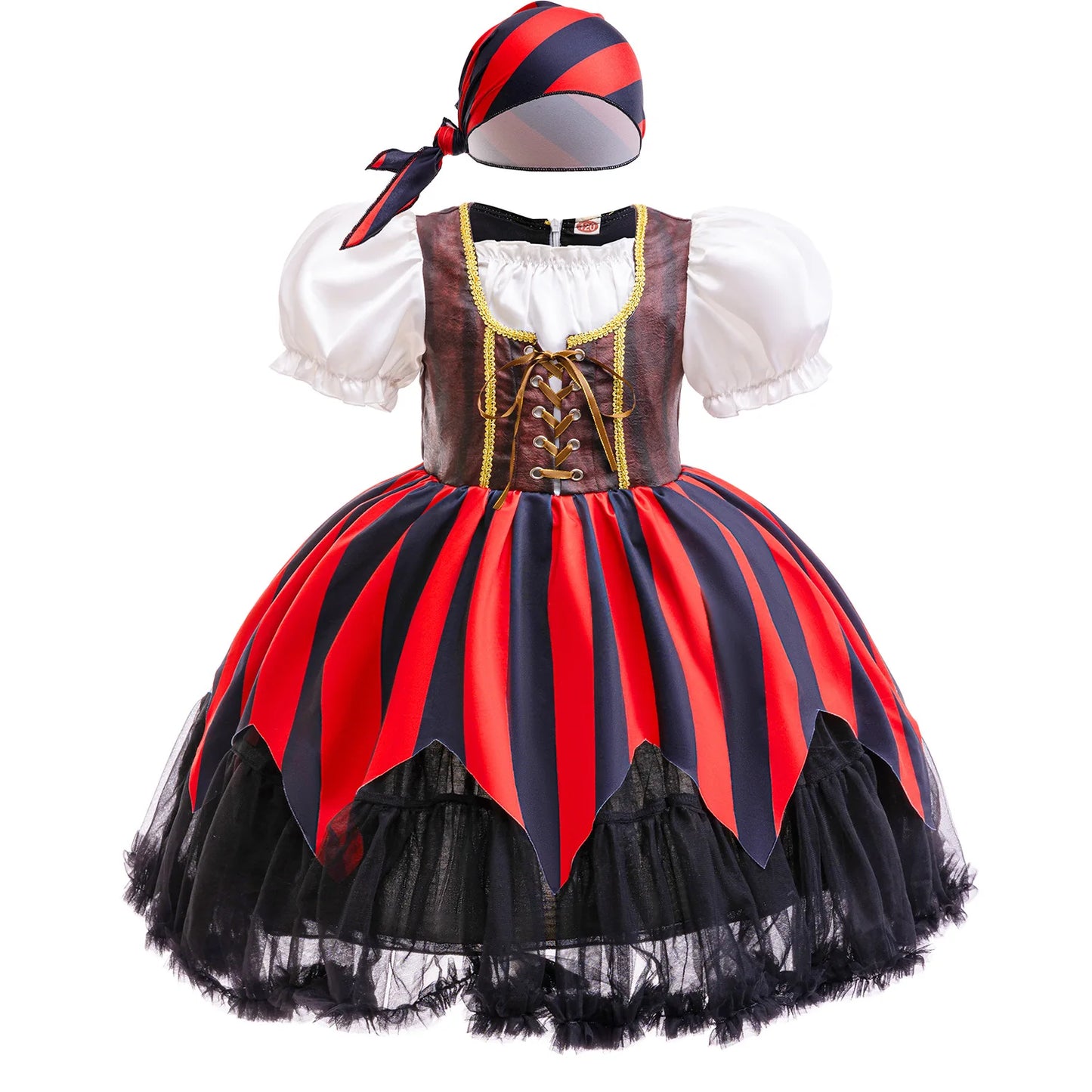 Halloween Mädchen Piraten Kleid Cosplay Karneval Party Piraten Rollenspiel Anzug Mit Kopftuch Kinder Bühne Leistung Kleidung