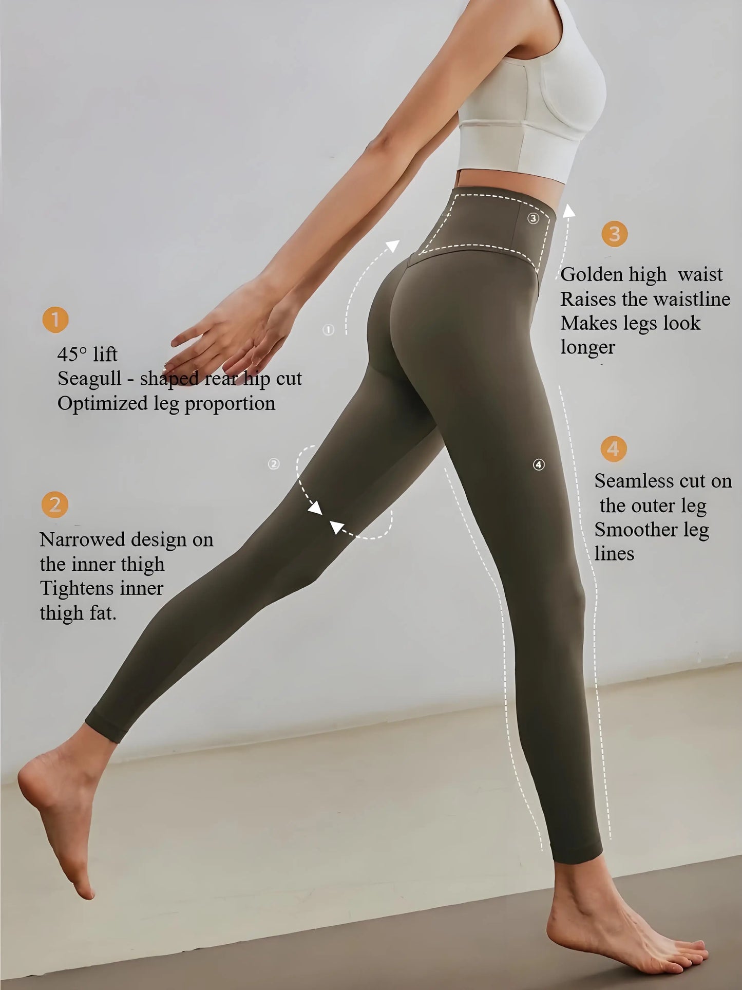Women's High Waist Butt Lift Yoga Pants - No Camel Toe, Buttery Soft Naked Feeling, Peach Hip, Seamless Gym Running Leggings.