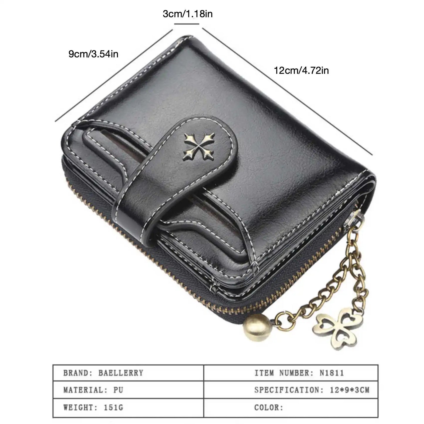 Women's Short Oil Wax Leather Coin Purse Fashion Buckle Zipper Wallet Driver's License Card Bag.