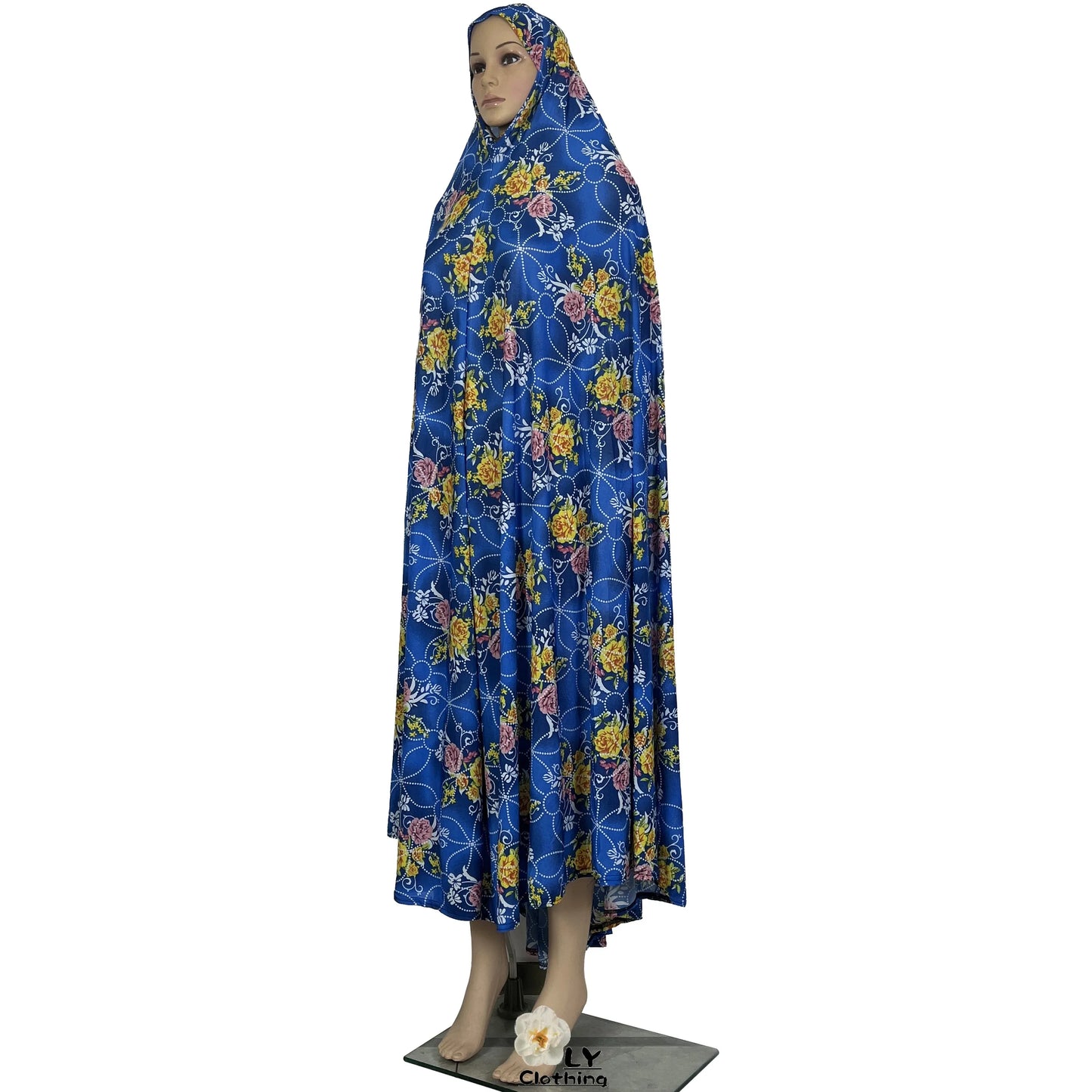 New Dubai Islamic Robe Ramadan Womens Hooded Abaya African Sleeveless Loose Soft Prayer Garment Muslim Floral Dress With Hijab.